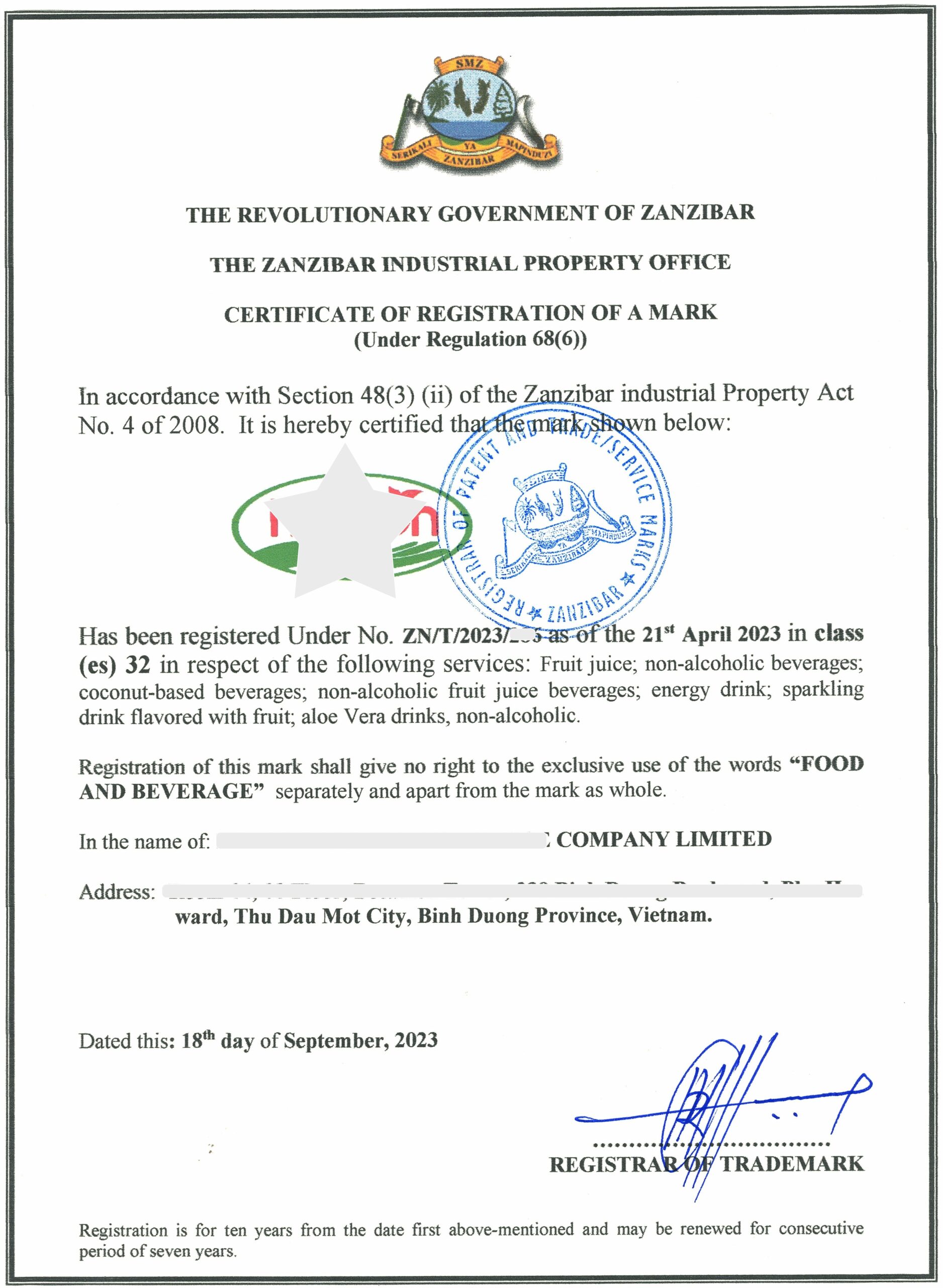 Bảo hộ nhãn hiệu tại Tanzania ANLIS