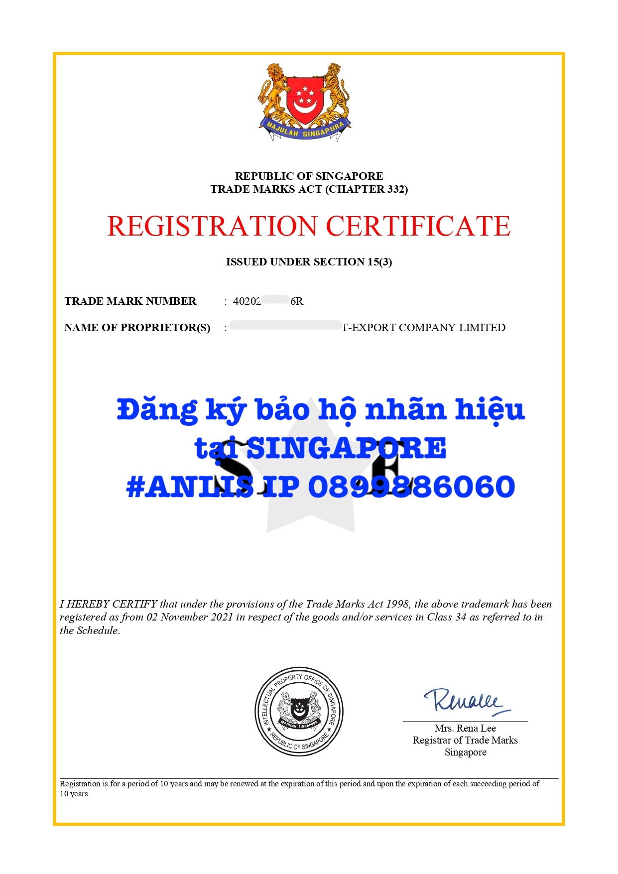 bảo hộ nhãn hiệu tại Singapore - Anlis IP